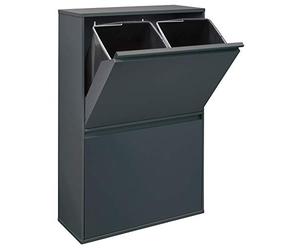 ARREGUI Steel Waste Bin and Recycling Bin with 4 Buckets, Alloy Steel, Basic - Dark Grey / Anthracite, 90,5 x 58,5 x 24,5 cm