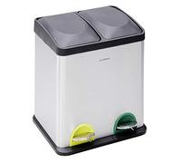 Arregui Step Bin CR705-30L Stainless Steel Trash and Recycling Bin with Pedal | 2x15L (30L) | Kitchen Trash Bins | Recycling Bin for Home and Office