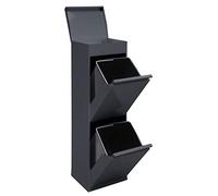 Arregui Top CR224-B Waste Bin with Multipurpose Top Storage, 2 Buckets, Stainless Steel Cabinet for Differentiated Waste, 2 x 17 l (34 l), Dark Charcoal Grey, 97.5 x 30.6 x 24.5 cm