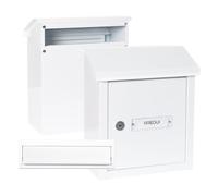 ARREGUI V4031 Pack Letter Box + Steel Letter Catcher for Doors or Gates on the Outside, Exterior Mailbox, Mouth Box, 23 x 3 cm, Size S (DIN A5), Easy to Install, White