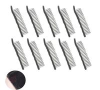 ArrErr 10 Pack Wig Comb Long 20 Teeth Clips Black Wire with Cloth Sewing Combs Wearing Holder for Wig Caps Making Finished Wigs Secure Attachment Hairpiece DIY Hair Extension
