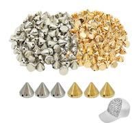 ArrErr 100 Pack Punk Spikes 10mm Sewing or Glue on Cone Spikes Studs Flatback Rivets Decor Bullet Spike for Spiked Studded Bracelets Leather Rivet Punk Bracelet Choker Studded Bra Jacket Shoes Corset