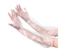 ArrErr 20 Pack Disposable Poly Gloves with Long Sleeve Plastic Disposable Gloves Long Cleaning Gloves Waterproof Cast Covers Protector for Shower Arm Garden Weeding Livestock Exam