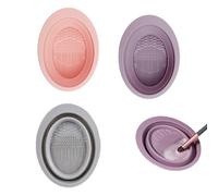 ArrErr 3 Pack Makeup Brush Cleaner Mat Foldable Silicone Makeup Brush Cleaner Bowl Pads Portable Scrubber Cleaning Tool for Makeup Brush Set Foundation Powder Concealers Eye Shadows Makeup Brushes