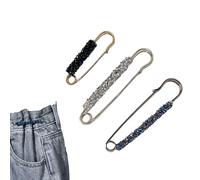 ArrErr 3 Pack Safety Pins Brooch Pins Sweater Shawl Pins Hat Dress Shirt Clips Brooches Pin Neckline Pins Jean Button Pins Pant Waist Tightener for Loose Jeans Clothes V Neck T Shirts Tee Tops