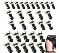 ArrErr 30 Pack Garter Belt Clips Replacement Strap End Hooks Clasp Buckle Holder Stocking Grips for Corset Leg Suspender Skirt Knee Socks Stays Elastic Belts 3 Sizes Width 10mm 12mm 15mm, Black,