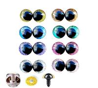 ArrErr 32 Pack Safety Eyes Crochet 16mm Glitter 3D Eye with Spacer Washer for Amigurumi Crotched Doll Puppet Bear Stuffed Plush Animal DIY Making Craft Project Ornaments 8 Colors