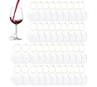 ArrErr 40 Pack Wine Glass Charms with Round Acrylic Name Tags Labels Pendant Blank Wine Glasses Markers Identifiers for Stem Wine Glasses Drinking Glassware Red Wine Tasting Party Identification