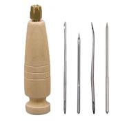 ArrErr Leather Sewing Awl Needle Wooden Handle Scratch Awl Tool Leather Needle Kit Hand Stitcher for Shoe Repair Footwear Leather Shoes Handmade Bags Jackets Coat Upholstery Canvas Patch Fabric