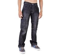 Arrested Development Mens Cargo Combat Jogger Jeans Black 32s