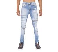 Arrested Development Mens Rip and Zip Super Skinny Stretch Punk Retro Denim Jeans Lightwash 36s Blue