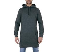 Arrested Development Mens Slim Fit Long Line Plain Hoody Sweatshirt Charcoal Small
