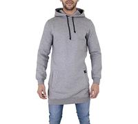 Arrested Development Mens Slim Fit Long Line Plain Hoody Sweatshirt Grey Large