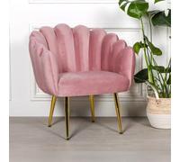 Arriba Pink Velvet Scalloped Occasional Chair