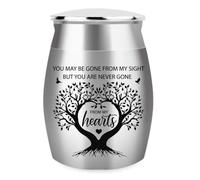 arricraft 1.57 Inch Small Keepsake Urns for Human and Pet Ashes, Mini Cremation Urns for Ashes Stainless Steel Memorial Ashes Tree of Life Pattern and Text Design Decorative Urns