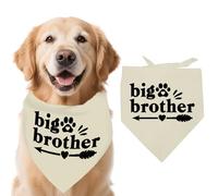arricraft 1 Beige Unbleached Cotton Adjustable Triangle Dog Bandana, “big brother” Theme Promoted to Big Brother Pet Scarf Bandanas for Dog Lovers Gender Reveal Photo Props Accessories 55x55x78cm