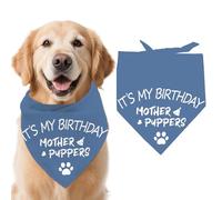arricraft 1 Pc Birthday Theme Dog Bandana, 78x39cm(30.7x15.35 inch) It's my Birthday Mother Puppers Words Triangle Adjustable Comfortable Pet Bibs Washable Cotton Scarf Kerchief for Large Dog