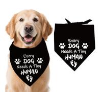 arricraft 1 Pc Black Dog Bandana, Every Dog Needs A Tiny Human Words Triangle Adjustable Comfortable Pet Bibs Washable Cotton Scarf Kerchief for Large Pets 78x39cm(30.7x15.35 inch)