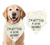 arricraft 1 Pc Colorful Dog Bandana, I'm Getting a Little Brother Words Triangle Adjustable Comfortable Pet Bibs Washable Cotton Scarf Kerchief for Large Dog 78x39cm(30.7x15.35 inch)