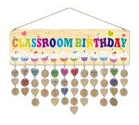 arricraft 1 Pc Cute Wooden Classroom Birthday Reminder Calendar Plaque, Graffiti Style Ice Cream and Hearts Calendar Wall Hanging with 100 Tags Christmas Gifts for Father Mother