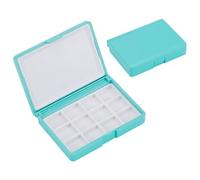 arricraft 1 Pc Cyan Rectangle Watercolor Palette Box Portable, 12 Grids Case Plastic Mini Size Empty Travel Palette Box with Lid Art Paints Storage Container for DIY Watercolor Oil Painting