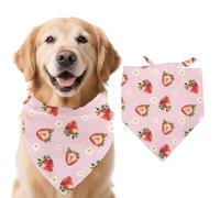 arricraft 1 Pc Dog Bandana, 78x38cm(30.7x15.35inch) Pink Strawberry Flower Triangle Adjustable Comfortable Pet Bibs Washable Cotton Scarf Kerchief for Large Dog