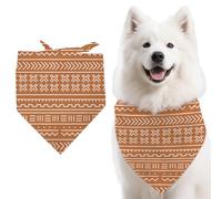 arricraft 1 Pc Dog Bandana, 78x38cm Ethnic Tribal Stripes Triangle Adjustable Comfortable Pet Bibs Washable Cotton Scarf Kerchief for Large Dog, Orange