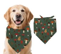 arricraft 1 Pc Dog Bandana, 78x38cm Mushroom Woodland Colorful Leaves Triangle Adjustable Comfortable Pet Bibs Washable Cotton Scarf Kerchief for Large Dog