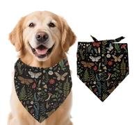 arricraft 1 Pc Dog Bandana, 78x38cm Woodland Moths Fern Leaves Mushrooms Triangle Adjustable Comfortable Pet Bibs Washable Cotton Scarf Kerchief for Large Dog