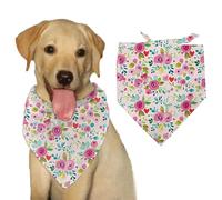 arricraft 1 Pc Dog Bandana for Medium Pet, Rose Love Pattern Pet Scarf Adjustable Triangle Bibs Washable Polyester Handkerchief Accessories for Puppy S/M/L Dog Pet Lovers 57x40cm