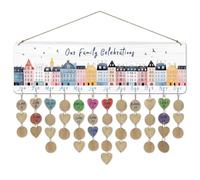 arricraft 1 Pc Family Birthday Calendar Wall Hanging, Our Family Celebrations Wooden Board with 100 Tags Christmas Gifts for Father Mother 4.7x15.7inch(12x40cm)