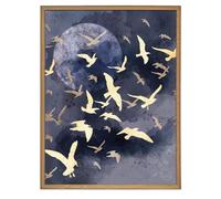 arricraft 1 Pc Flying Seagulls Framed Canvas Wall Art, Birds Moons Illustrations Modern Art Oil Paint Animal Wall Decor Gallery Wrap Modern Home Art for Living Room Bedroom 40x30cm