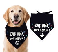 arricraft 1 Pc Funny Dog Bandana, 78x39cm(30.7x15.35 inch) Oh No Not Again Words Triangle Adjustable Comfortable Pet Bibs Washable Cotton Scarf Kerchief for Large Dog