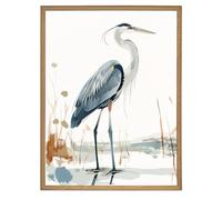 arricraft 1 Pc Heron Bird Framed Canvas Wall Art Prints, Oil Paint Water Birds Reeds Illustrations Modern Art Animal Wall Decor Gallery Wrap Modern Home Art for Bedroom Living Room 40x30cm