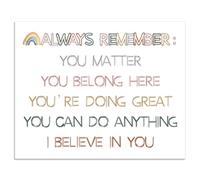 arricraft 1 Pc Inspirational Quote Poster Paper, Always Remember You Matter Wall Art Unframed Colorful Positive Art Print with Rainbow for Home Classroom Office Dorm Wall Decor 25.5x20.5cm