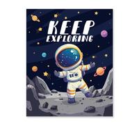 arricraft 1 Pc Keep Exploring Wall Poster, Astronaut, Universe, Planet Classroom Decor Modern Playroom Nursery Decor Picture Educational Poster for Kindergarten School 25.4x20.5cm
