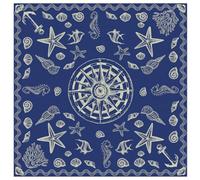 arricraft 1 Pc Large Cotton Bandana Headband, 22"x22" Marine Creatures Compass Printed Square Hairband Vintage Floral Multi-Purpose Bandana for Men Women Outdoor Workout Running Headwear