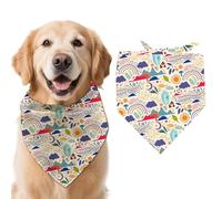 arricraft 1 Pc Nature Theme Dog Bandana, 78x39cm(30.7x15.35 inch) Colorful Mountains Rivers Sun Clouds Patterns Triangle Adjustable Comfortable Pet Bibs Washable Cotton Scarf Kerchief for Large Dog