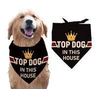 arricraft 1 Pc Pet Dog Bandana, Black Cotton Triangle Pet's Bandana "Top Dog in This House" Words Paws Washable Scarf Bibs Printed Accessories Chief for Large Dogs and Pets 55x55x78cm