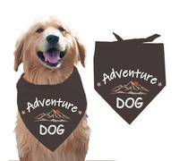 arricraft 1 Pc Pet Dog Bandana, Brown Cotton Triangle Pet's Bandana "Adventure Dog" Words Washable Scarf Bibs Journey Mountain Printed Accessories Chief for Large Dogs and Pets 55x55x78cm
