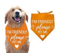 arricraft 1 Pc Pet Dog Bandana, Orange Cotton Triangle Pet's Bandana "Please Pet Me" Words Heart Washable Scarf Bibs Accessories Chief for Large Dogs and Pets Lovers 55x55x78cm