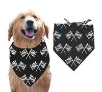 arricraft 1 Pc Pet Dog Bandana, Racing Flag Cotton Triangle Pet's Bandana Black and White Race Day Washable Scarf Bibs Printed Accessories Dog Chief for Large Dogs and Pets 55x55x78cm