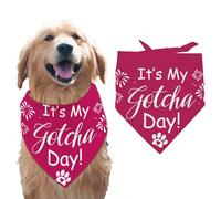 arricraft 1 Pc Pet Dog Bandana, Rose Color Cotton Triangle Pet's Bandana "It’s My Gotcha Day" Words Washable Scarf Bibs Printed Accessories Dog Chief for Large Dogs and Pets 55x55x78cm