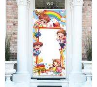arricraft 1 Pc School Season Polyester Door Cover, School First Day Blank Area in Middle Backdrop Banner Door Porch Sign Photography Background for Indoor Outdoor Porch Home Decor Accessories