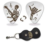 arricraft 1 Pc Stainless Steel Guitar Pick, Playing Rock Skeleton and Gesture Pick Plectrums Gothtic Bass Pick Musicial Gifts for Musician Guitar Player Guitarist Him Men Halloween
