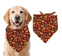 arricraft 1 Pc Thanksgiving Theme Dog Bandana, Pumpkin Maple Leaf Pattern Triangle Adjustable Comfortable Pet Bibs Washable Cotton Scarf Kerchief for Large Dog 78x39cm(30.7x15.35 inch)
