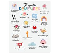 arricraft 1 Pc Things to Remember Mental Health Poster, Kindness Is Free Therapy Office Decor Unframed Sun Flower Rainbow Wall Art for Counseling Office 8x10inch(20.5x25.4cm)