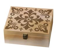 arricraft 1 Pc Tile Pattern Wooden Memory Keepsake Box, Metal Knot Box with Hinged Lid and Lock Decorative Storage Box for Photo Letter Souvenir Jewelry 7.6x9.6x4inch(19.5x24.5x10.3cm)