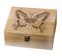 arricraft 1 Pc Wood Memory Keepsake Box, Mysterious Butterfly Memory Box with Hinged Lids Animal Keepsake Chest for Halloween Gifts Christmas Collectibles Picture Letter Storage 24.5x19.5x10.3cm