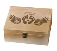 arricraft 1 Pc Wooden Baby Memory Keepsake Box, Angel Footprints Wings Box with Lid Storage Box Stash Box for 2026 New Born Son Daughter Photo Letter Growth Commemoration 7.6x9.6x4inch